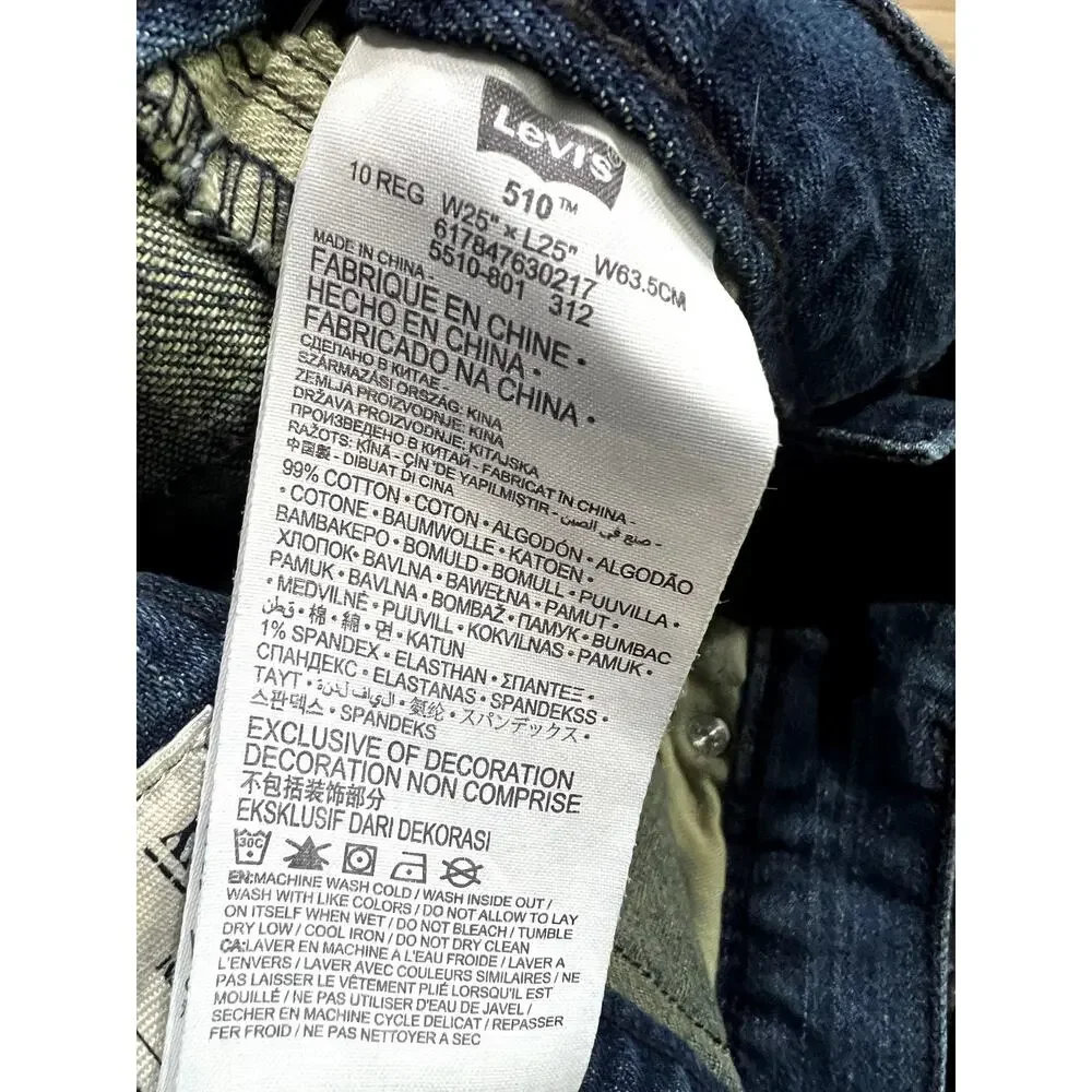Levi's 510 Slim Fit Jeans W25 L25 Dark Blue 10 Regular Denim Pants (A79)